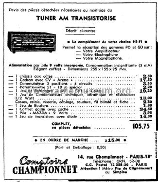 Tuner AM transistorisé ; Comptoirs (ID = 2996414) Radio