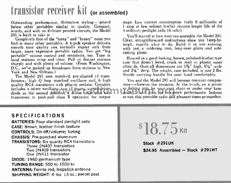 Transistor Receiver Kit 291UK; Conar Instruments; (ID = 1870297) Kit