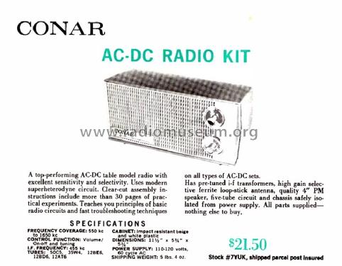 AC-DC Radio Kit 7YUK; Conar Instruments; (ID = 1870051) Radio
