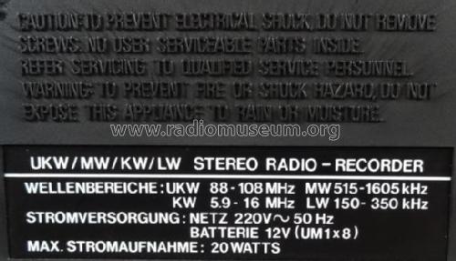 UKW/MW/KW/LW Stereo Radio-Recorder 2 Way Speaker System; Conic International (ID = 1704935) Radio
