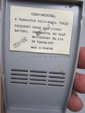 TR-622 6 Transistor; Continental (ID = 1211591) Radio