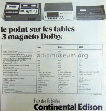 Magnéto Dolby 9561; Continental Edison, (ID = 2379988) Reg-Riprod