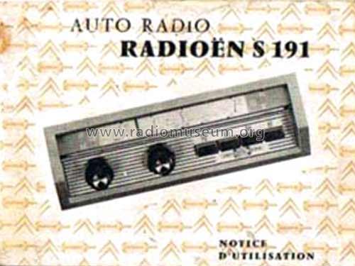 Radioën pour Citroën DS19 S 191; Continental Edison, (ID = 1718904) Car Radio