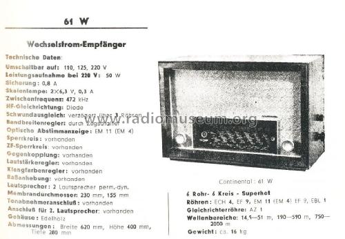 Imperial C 61W; Continental-Rundfunk (ID = 587956) Radio
