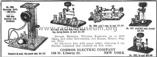 Horizontal Crystal Detector No. 1054; Cosmos Electric Co.; (ID = 2061329) Radio part