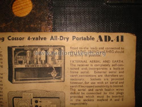 All-dry Portable AD41; Cossor, A.C.; London (ID = 686414) Radio