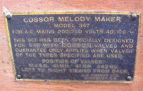 Melody Maker 347; Cossor, A.C.; London (ID = 1540974) Radio