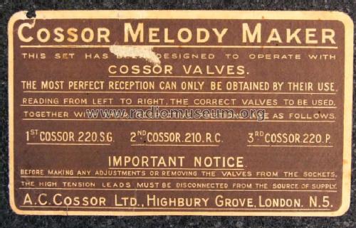 Melody Maker ; Cossor, A.C.; London (ID = 1161975) Kit