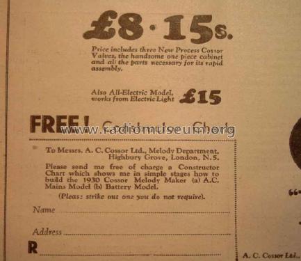 Melody Maker 1930 Battery; Cossor, A.C.; London (ID = 1545015) Radio