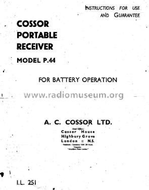 P44; Cossor, A.C.; London (ID = 2412665) Radio