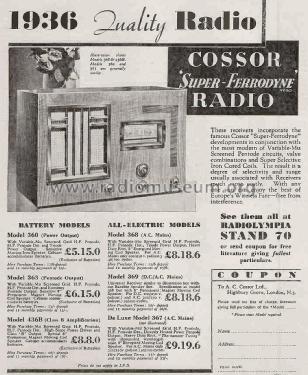 Super-Ferrodyne 368; Cossor, A.C.; London (ID = 2700123) Radio