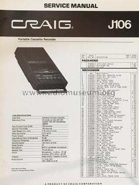 Cassette Recorder J106; Craig Panorama Inc.; (ID = 2825030) Enrég.-R