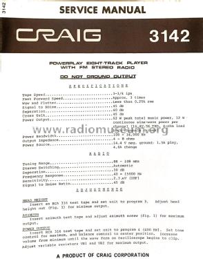 Eight-Track Stereo Player 3142; Craig Panorama Inc.; (ID = 2827369) Radio