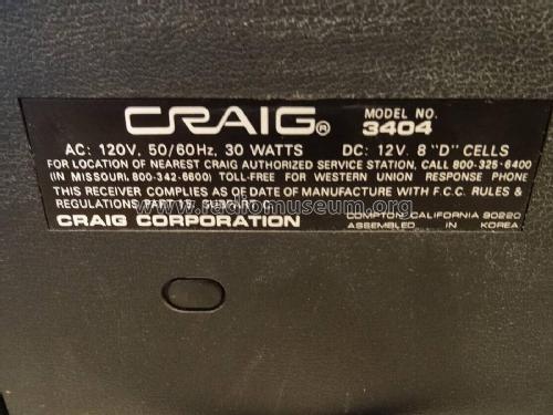 Eight-Track Stereo Player 3404; Craig Panorama Inc.; (ID = 2838042) Radio