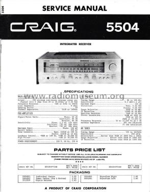 Series 5000 Deluxe Integrated Receiver 5504; Craig Panorama Inc.; (ID = 2824803) Radio