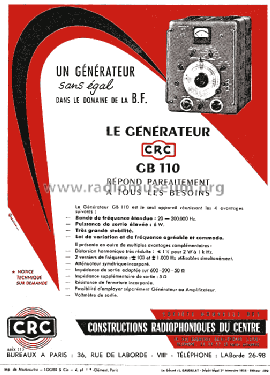 Générateur-BF GB110; CRC, Constructions (ID = 503128) Equipment