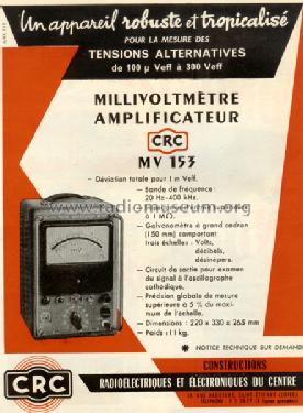 Millivoltmètre MV153; CRC, Constructions (ID = 451708) Equipment