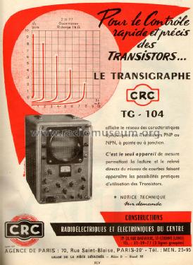 Transigraphe TG104; CRC, Constructions (ID = 505994) Equipment