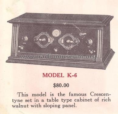 Model K-6; Crescent Radio Mfg. (ID = 2086637) Radio