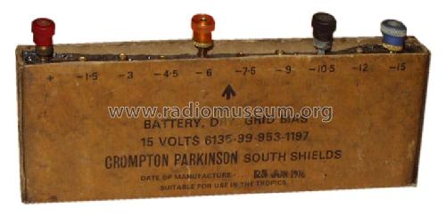 Grid Bias Battery 15 Volts 6135-99-953-1197; Crompton Parkinson, (ID = 637469) Strom-V