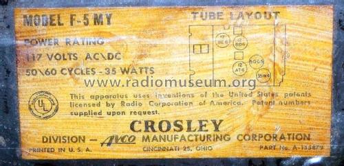 F-5MY Ch= 5F; Crosley Radio and (ID = 2883904) Radio