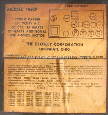 106CP ; Crosley Radio Corp.; (ID = 831137) Radio