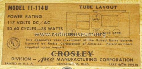 11-114U 'Serenader' Ch= 330; Crosley Radio Corp.; (ID = 159591) Radio