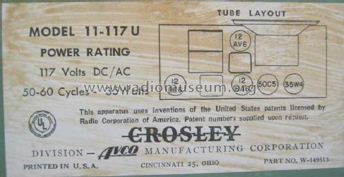 11-117U 'Serenader' Ch= 330; Crosley Radio Corp.; (ID = 355694) Radio