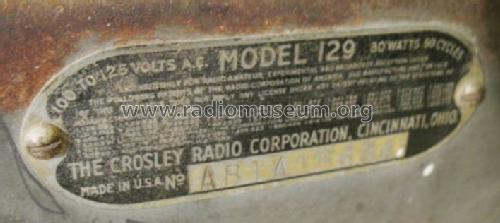 129 'Justice' Ch= 129; Crosley Radio Corp.; (ID = 534080) Radio