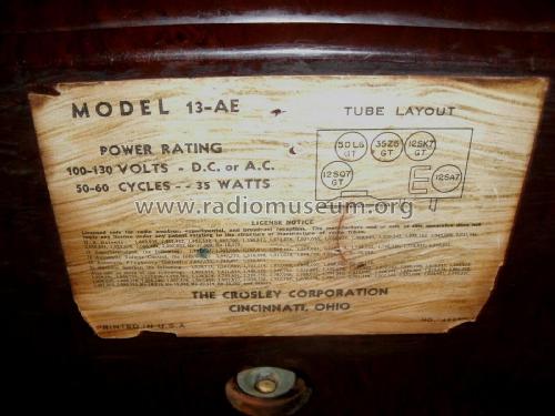 13 AE ; Crosley Radio Corp.; (ID = 2884125) Radio