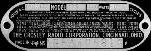 175; Crosley Radio Corp.; (ID = 1723595) Radio