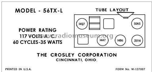 56TX-L ; Crosley Radio Corp.; (ID = 2837051) Radio