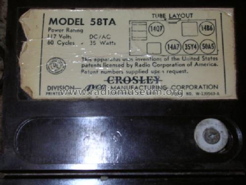 58TA ; Crosley Radio Corp.; (ID = 1181559) Radio