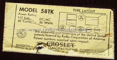 58TK ; Crosley Radio Corp.; (ID = 1220619) Radio