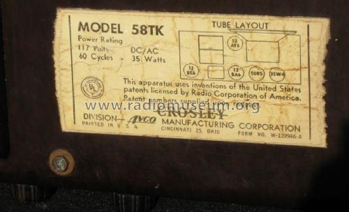 58TK ; Crosley Radio Corp.; (ID = 876294) Radio