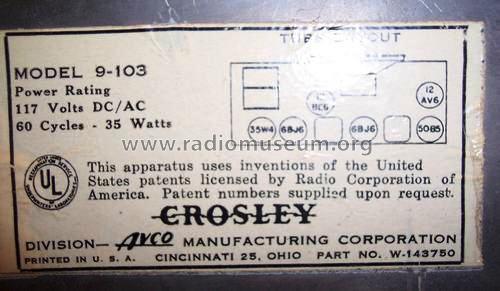 9-103 ; Crosley Radio Corp.; (ID = 139446) Radio