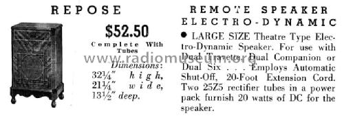 Repose Remote Speaker Ch= 38; Crosley Radio Corp.; (ID = 1513952) Speaker-P