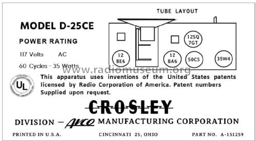 D-25CE Ch= 311-1; Crosley Radio Corp.; (ID = 2785159) Radio