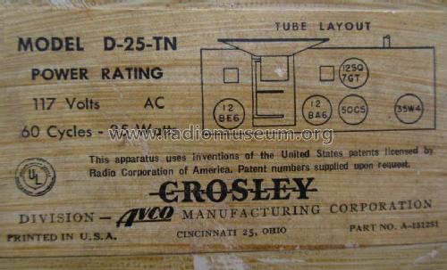 D-25TN Ch= 311; Crosley Radio Corp.; (ID = 1314350) Radio