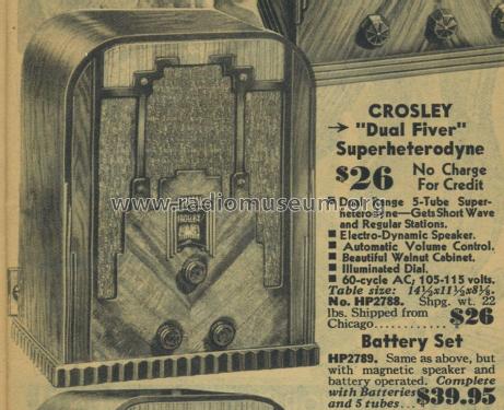 Dual Fiver Ch= 167; Crosley Radio Corp.; (ID = 1938527) Radio