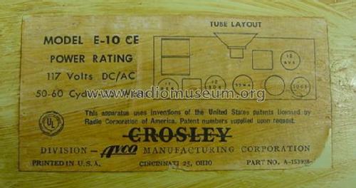 E10CE Ch= 10E; Crosley Radio Corp.; (ID = 377540) Radio