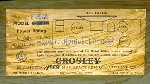 E20GN Ch= 15-20E; Crosley Radio Corp.; (ID = 328837) Radio