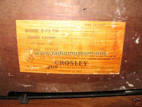 E-75TN Ch= 75E; Crosley Radio Corp.; (ID = 365831) Radio