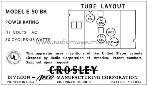 E-90BK Ch= 90E; Crosley Radio Corp.; (ID = 2785639) Radio