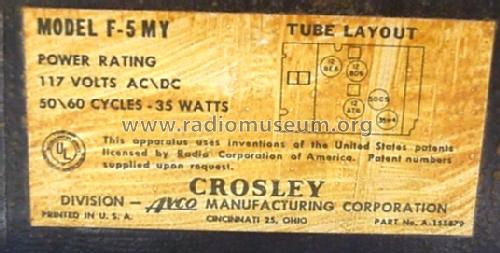 F-5MY Graduate Ch= 5F; Crosley Radio Corp.; (ID = 138858) Radio