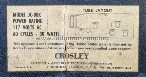 JC-8BK Ch= R104; Crosley Radio Corp.; (ID = 2993771) Radio