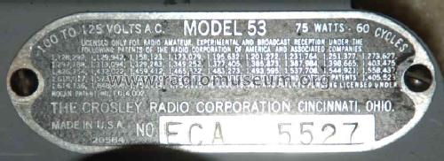 53-E Mate ch= 53; Crosley Radio Corp.; (ID = 948553) Radio