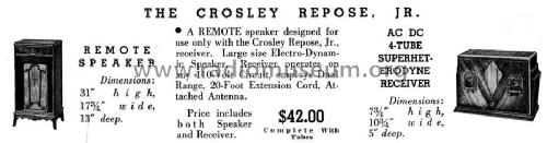 Remote Speaker for Repose Jr. ; Crosley Radio Corp.; (ID = 1513964) Parlante