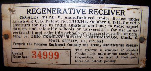 Type V ; Crosley Radio Corp.; (ID = 2447346) Radio