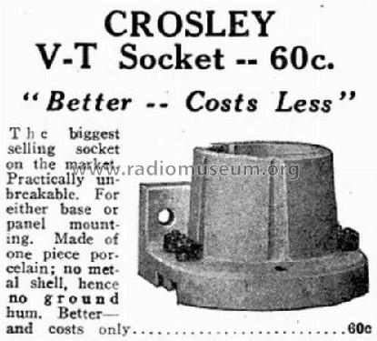 V-T Socket Vacuum-Tube Receptacle; Crosley Radio Corp.; (ID = 1153530) Radio part